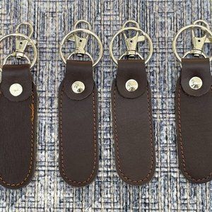 Lot of 4 Key chains Dark Brown Genuine Leather Keychain Handmade Keys Holder 4